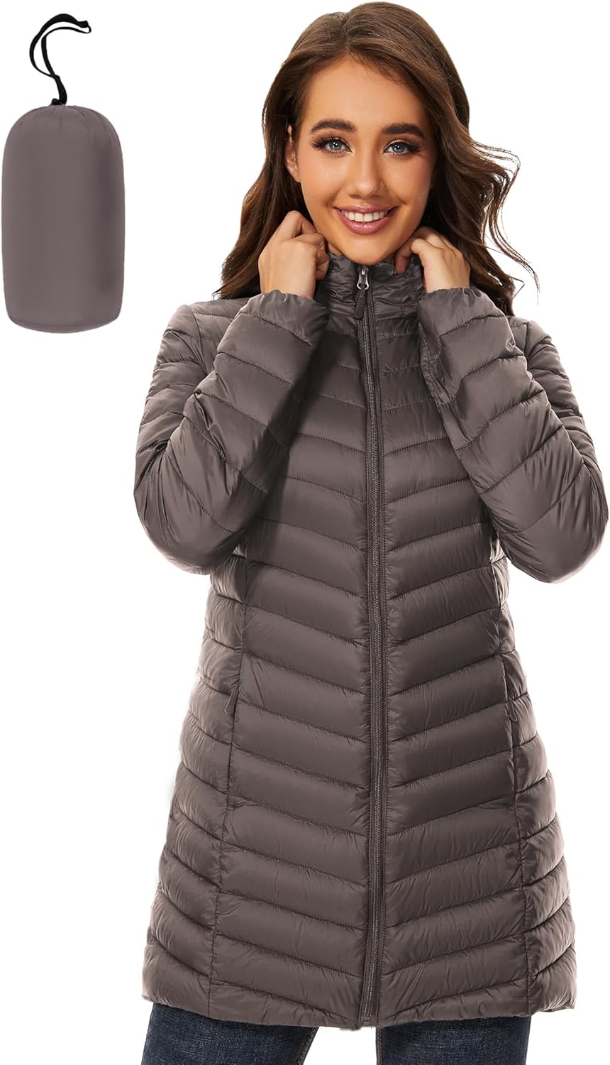 ANOTHER CHOICE Women Puffer Jacket Hooded Warm Lightweight Packable Quilted Puff...