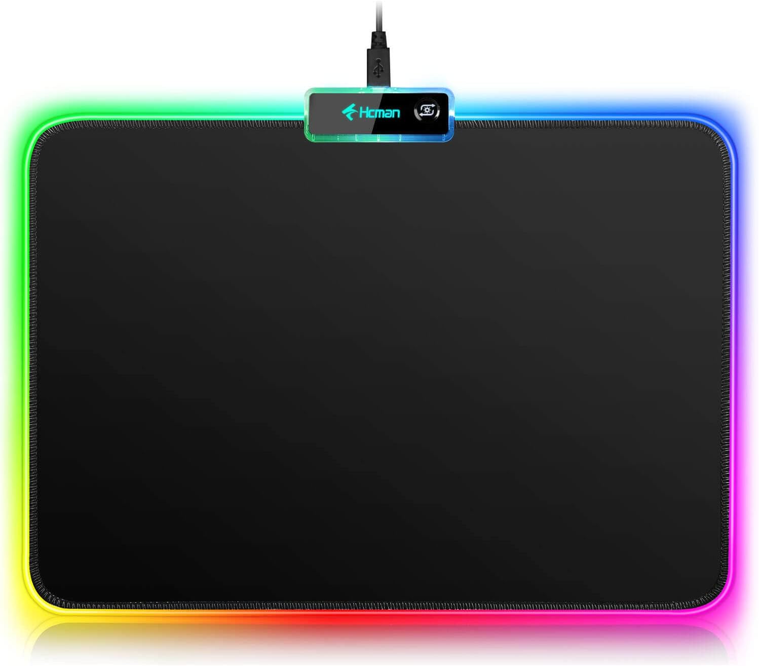 RGB Gaming Mouse Mat Pad - 336x245x3mm Hcman Led Mousepad with Non-Slip Rubber B...