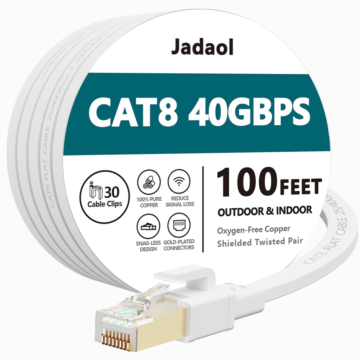 Cat8 Ethernet Cable, Outdoor&Indoor, 100FT Heavy Duty High Speed Cat 8 LAN Netwo...