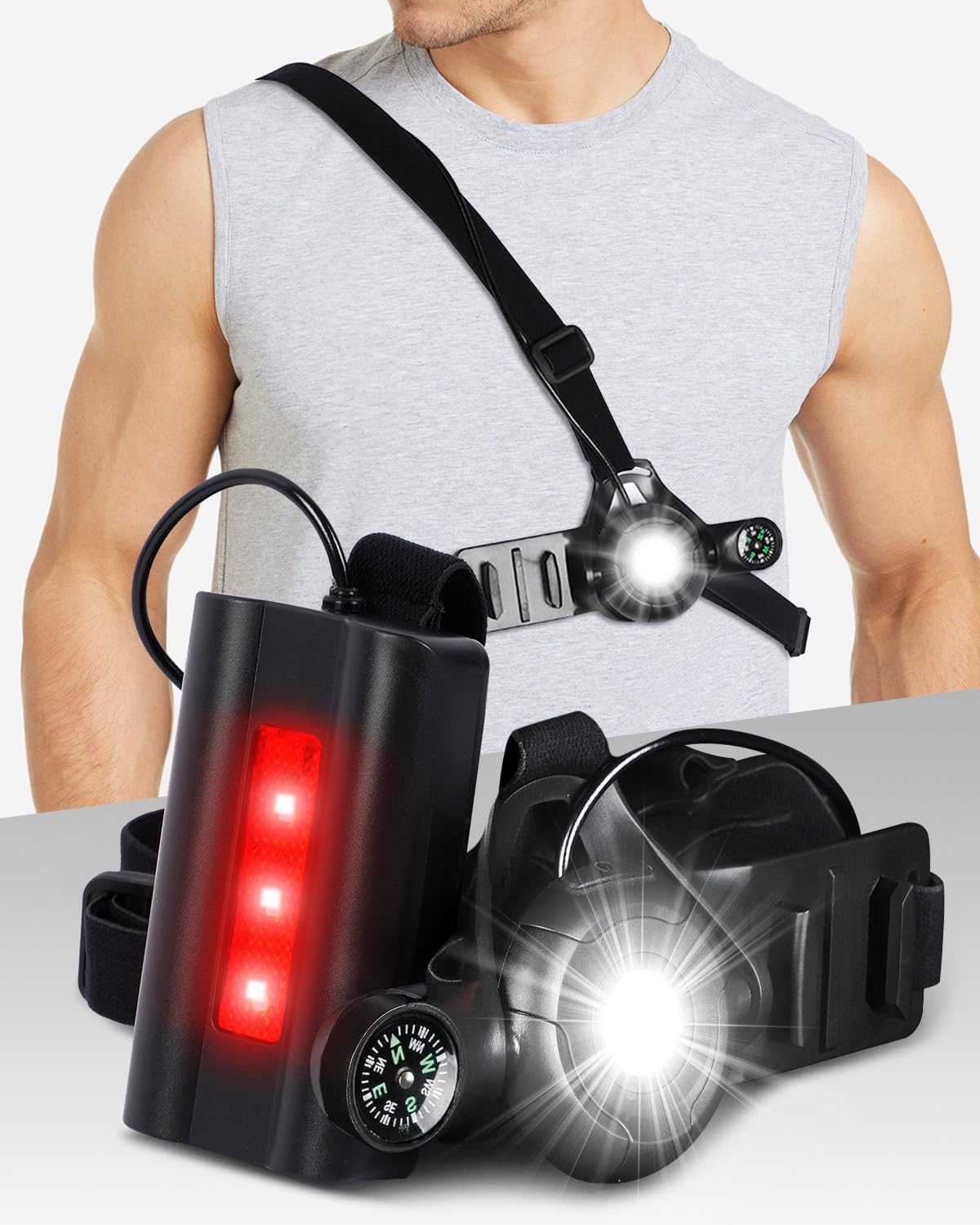 Victoper Running Lights for Runners 500 Lumen Running Chest Light 3 Modes Runnin...