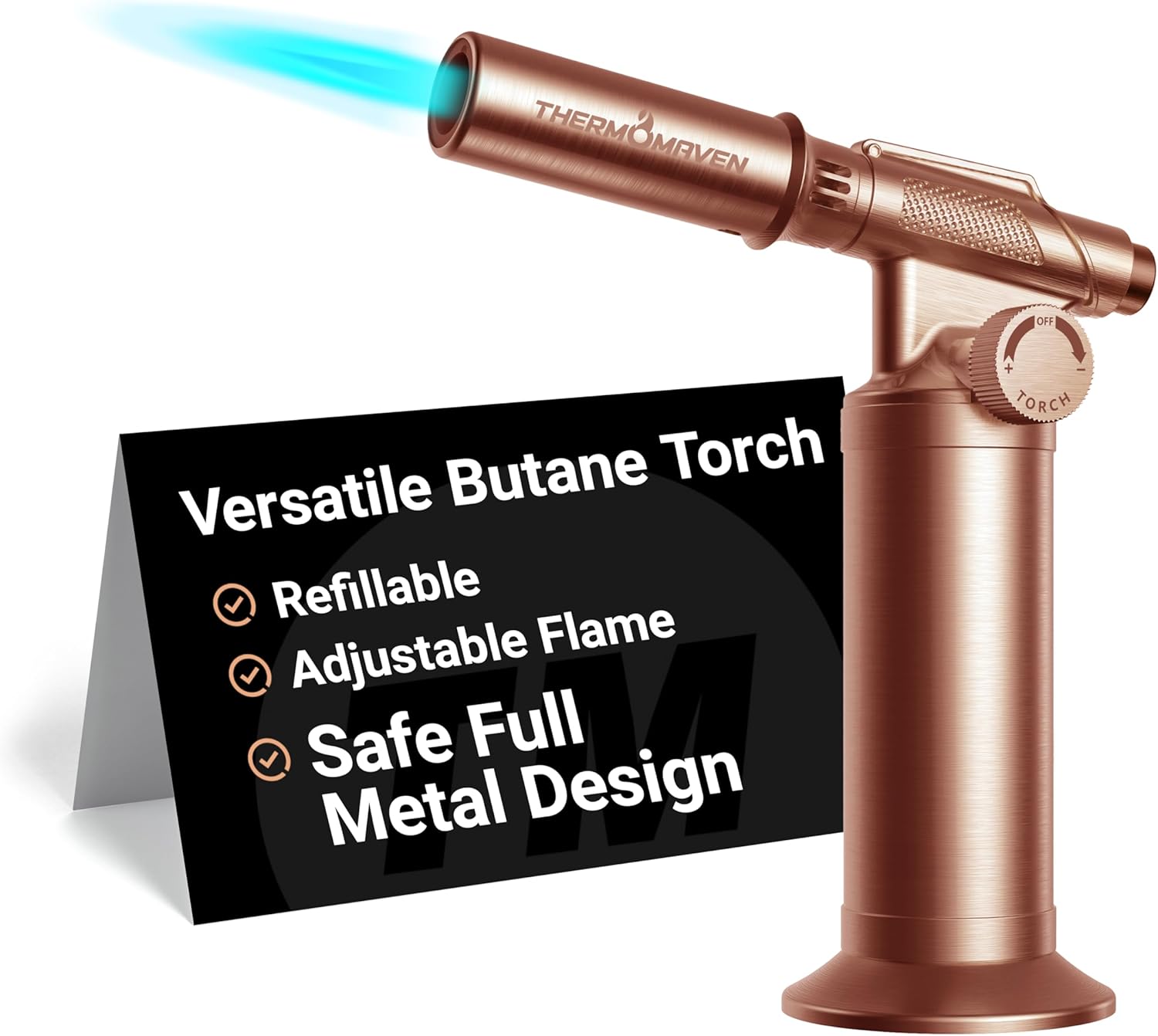 Butane Torch Lighter, Full Metal Kitchen Torch, Refillable Cooking Blowtorch, Ad...