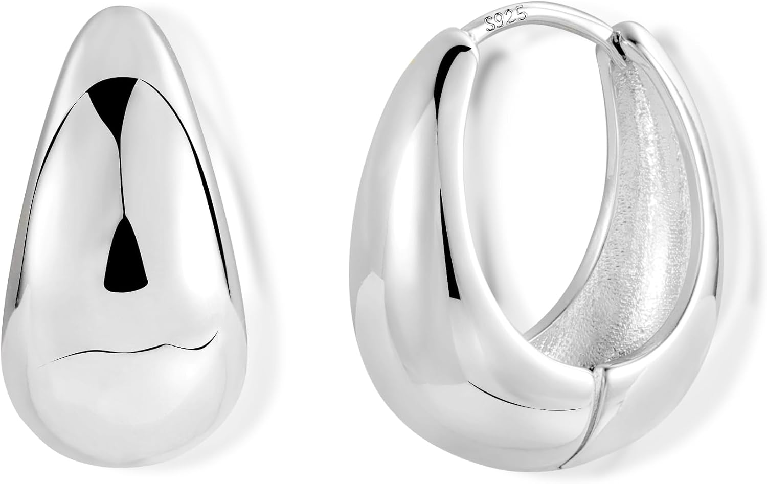 ASH'S CHOICE Chunky Hoop Earring for Women, 14K Gold Oval Hoop Earrings 925 Ster...