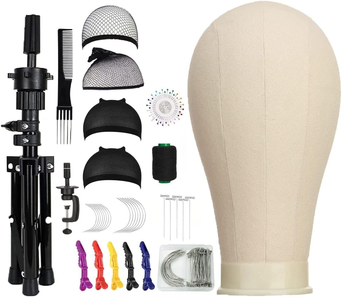 22 Inch Canvas Block Head Mannequin Wig Head, Wig...