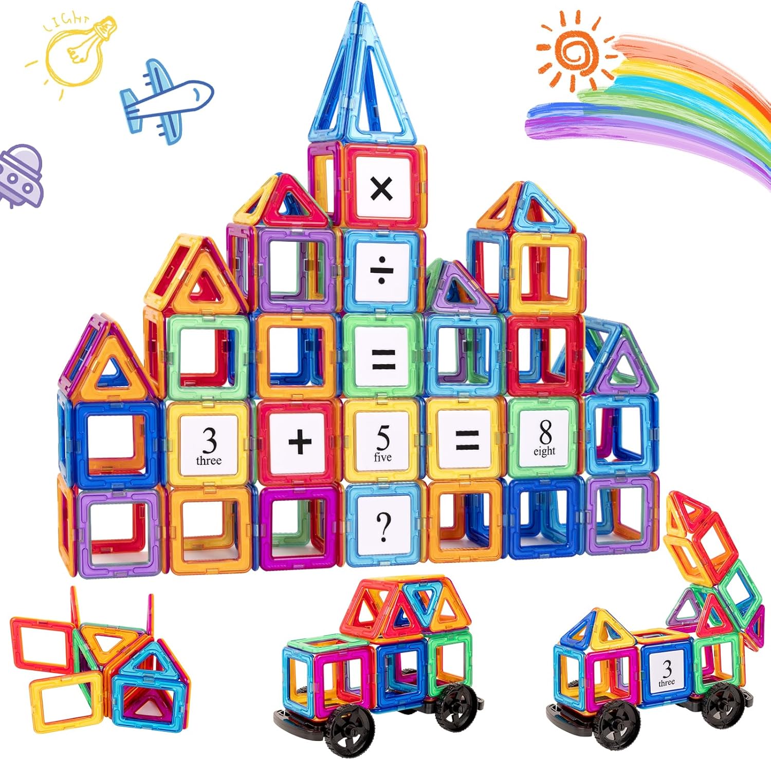 aaczly Magnetic Building Blocks 74PCS Magnetic Tiles for Kids 3D Magnetic Toys B...