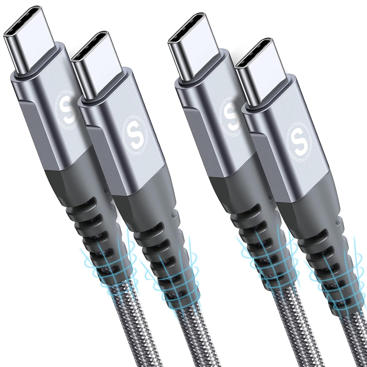 2-Pack 2M USB C to USB C 60W Fast Car Charger Cable Compatible for iPhone 16 15...