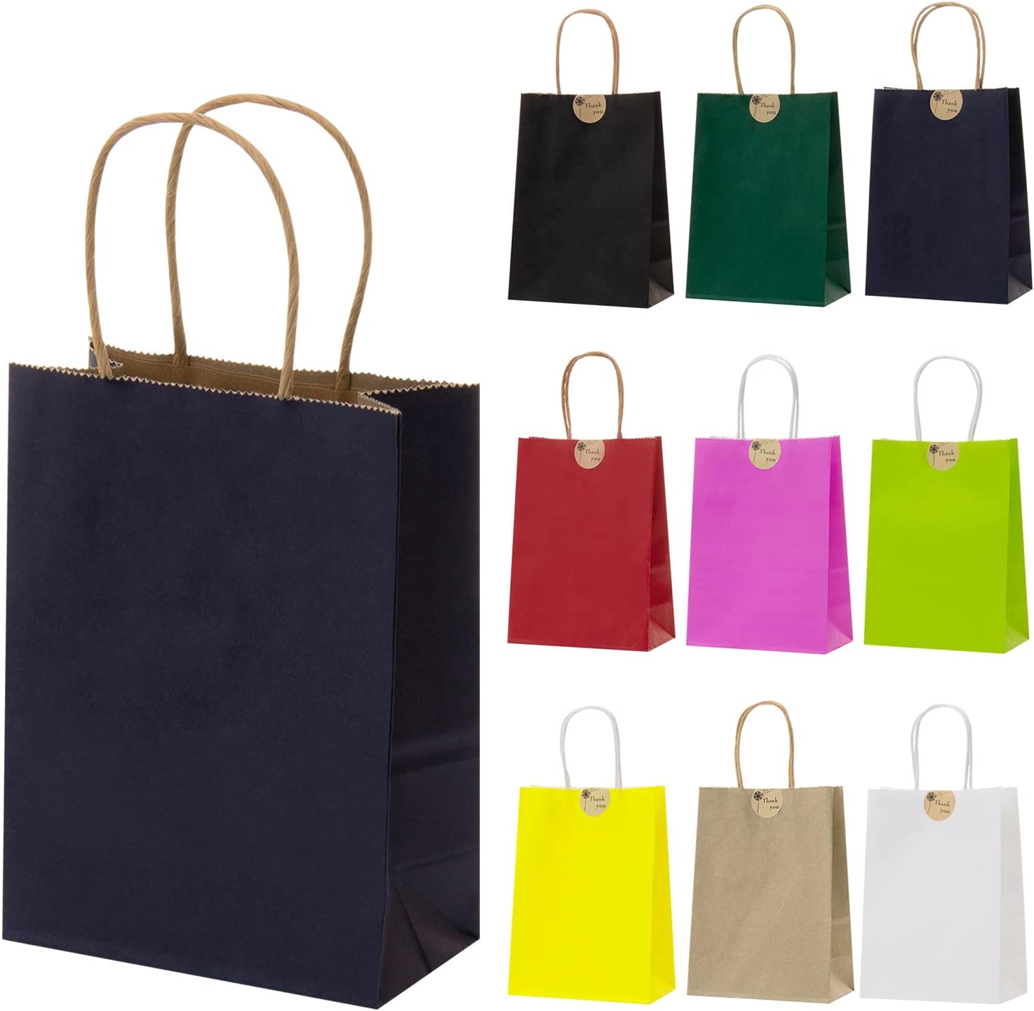 Paper Bags, SMALUCK Gift Bags Kraft Paper Party Bags with Handles, Large Paper B...