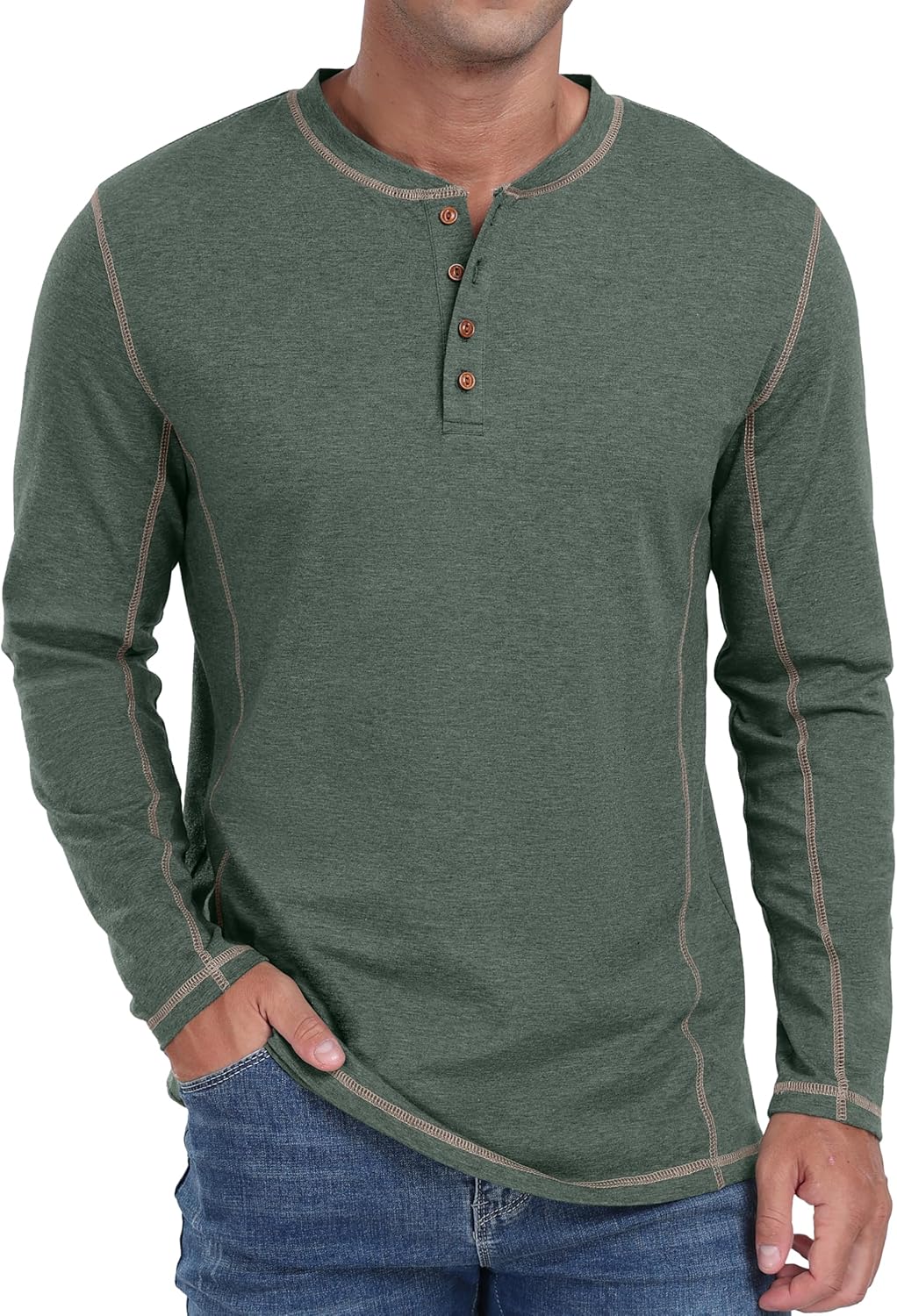 Sailwind Men's Henley Shirts Long Sleeve Casual Classic Tee Cotton Button Henley...