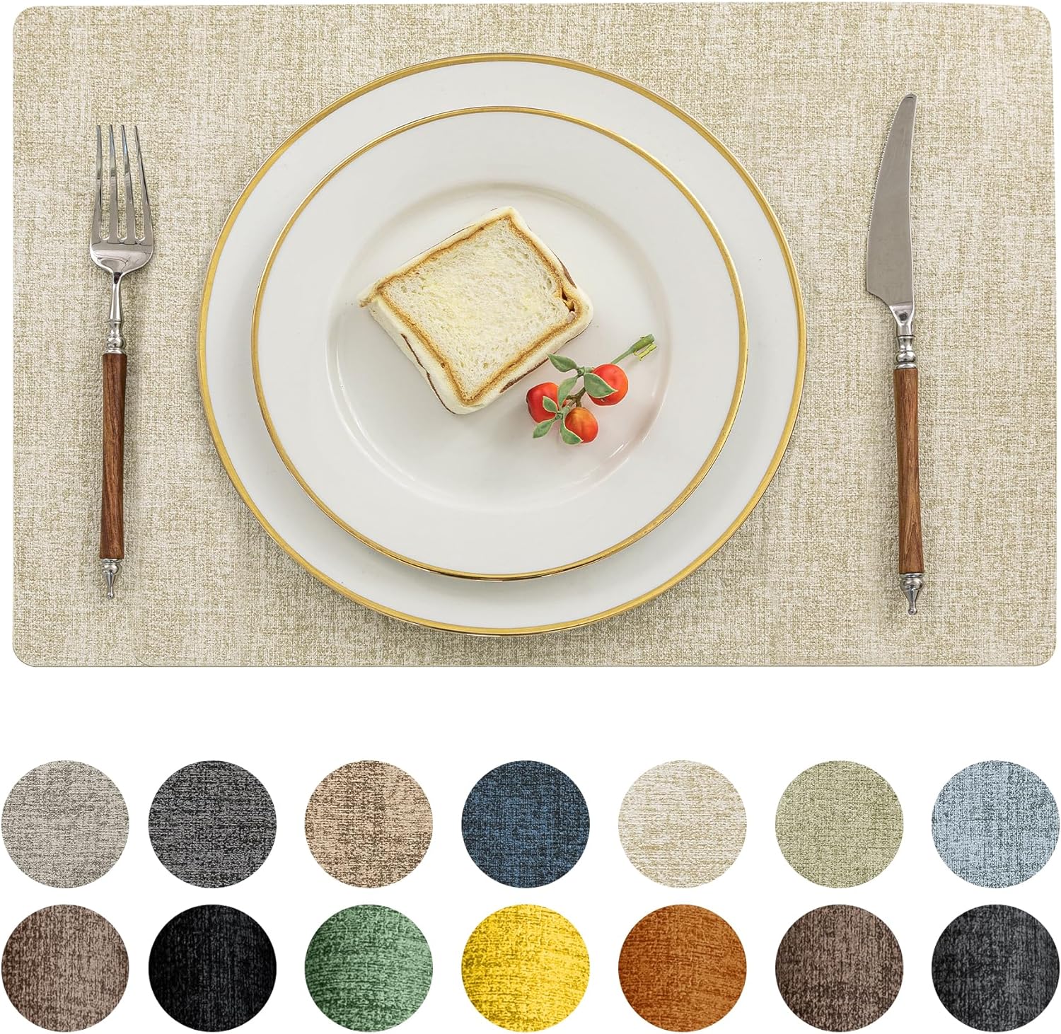 Romanstile Vinyl Placemats Set of 6-12 X 18 Inch - Heat Resistant Place Mats 100...