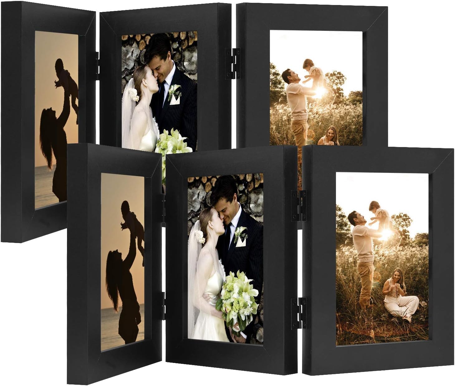 Golden State Art, Special 4x6 Photo Frame, High-Quality Three Picture Frame with...