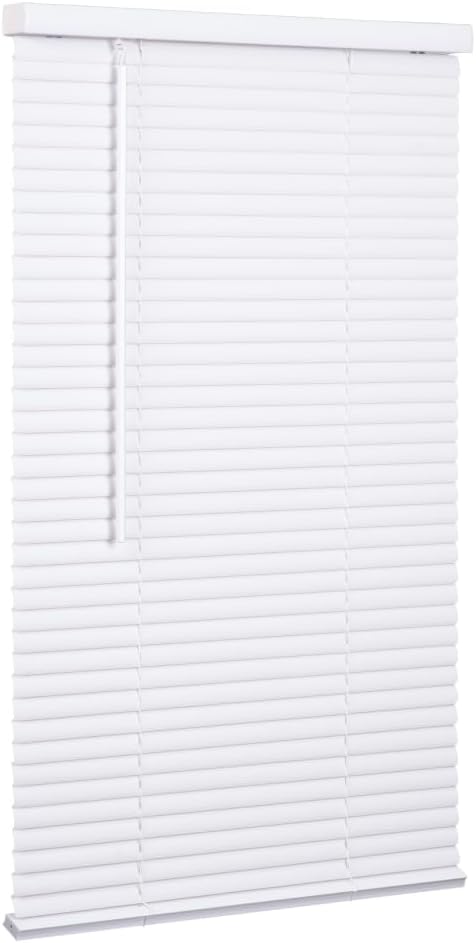 LOTUS & WINDOWARE Cordless Mini Blind, 1" Vinyl Slats, 21" Wide x 84" Long - Whi...