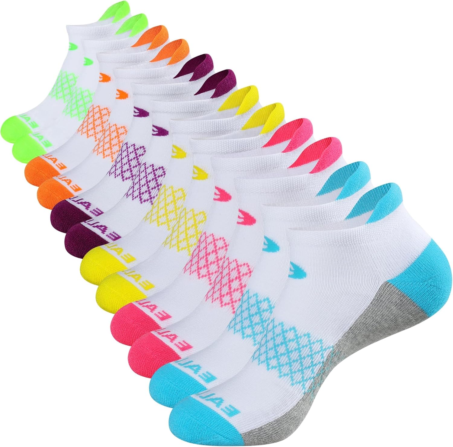 eallco Womens Ankle Socks 6 Pairs Running Athletic Cushioned Sole Socks With Tab...