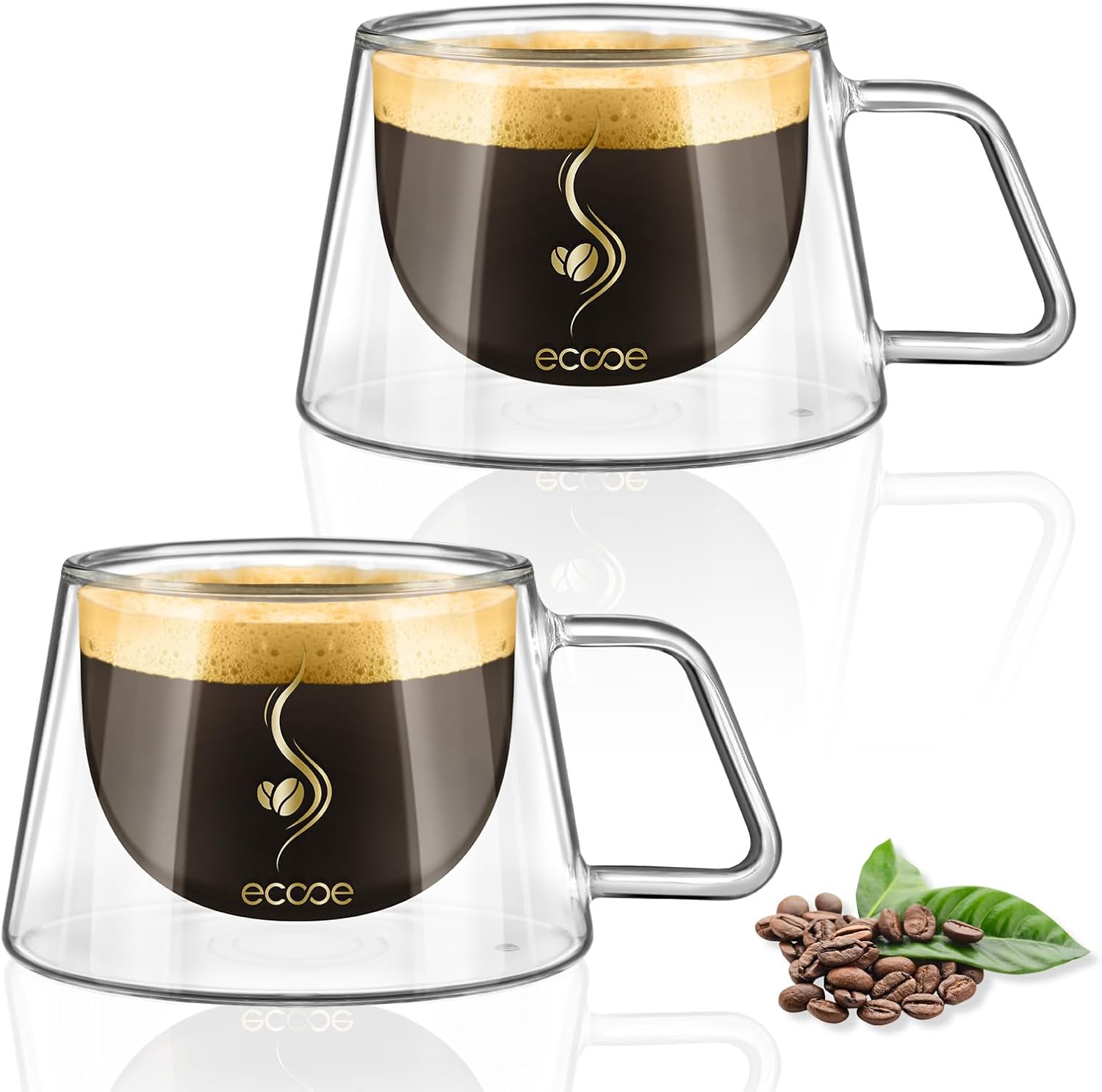 ecooe Espresso Cup 120ml Double Wall Glasses Espresso Coffee Glass Cups Set of 2...