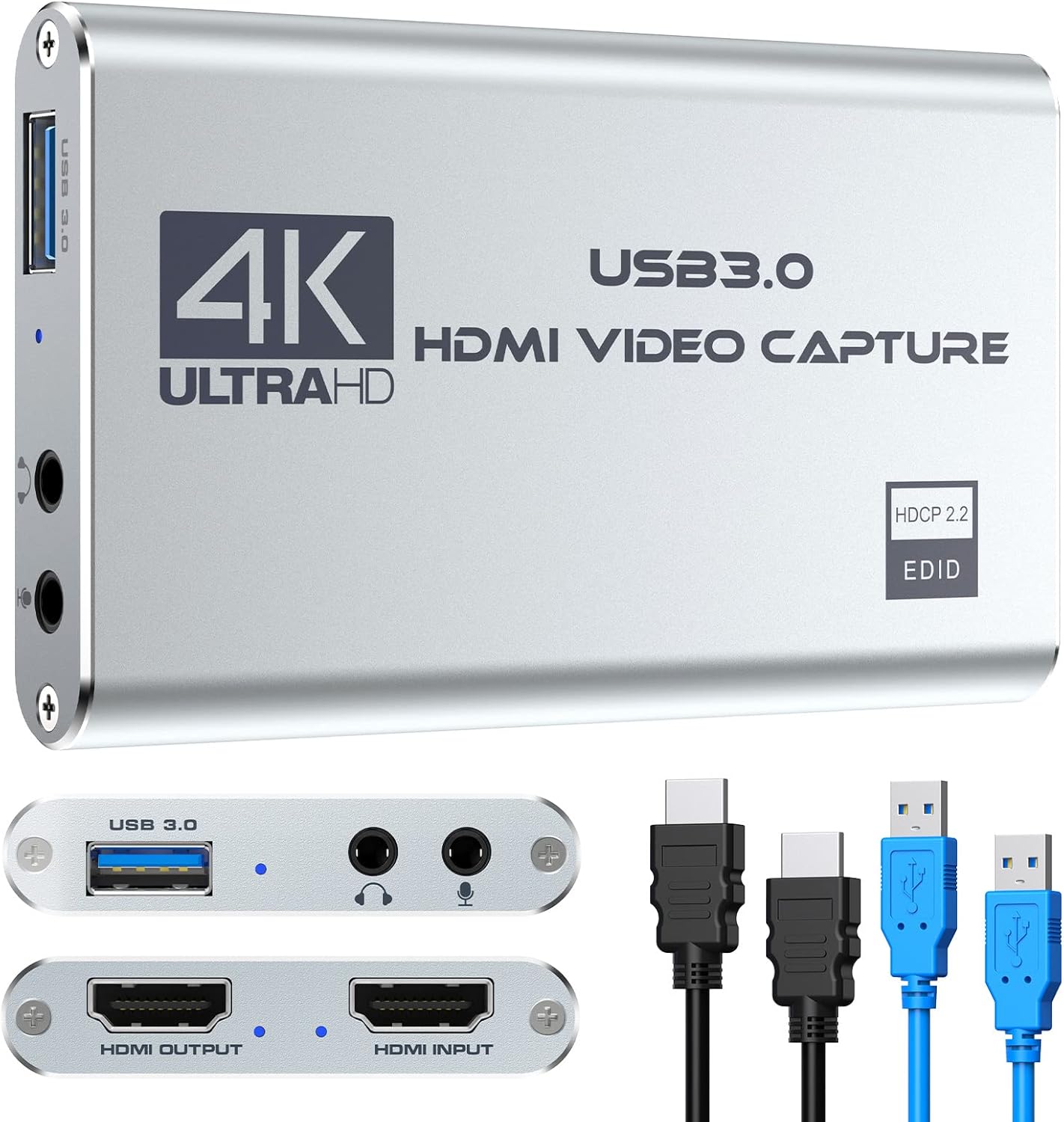 Rybozen 4K Audio Video Capture Card, USB 3.0 HDMI Video Capture Device, Full HD...