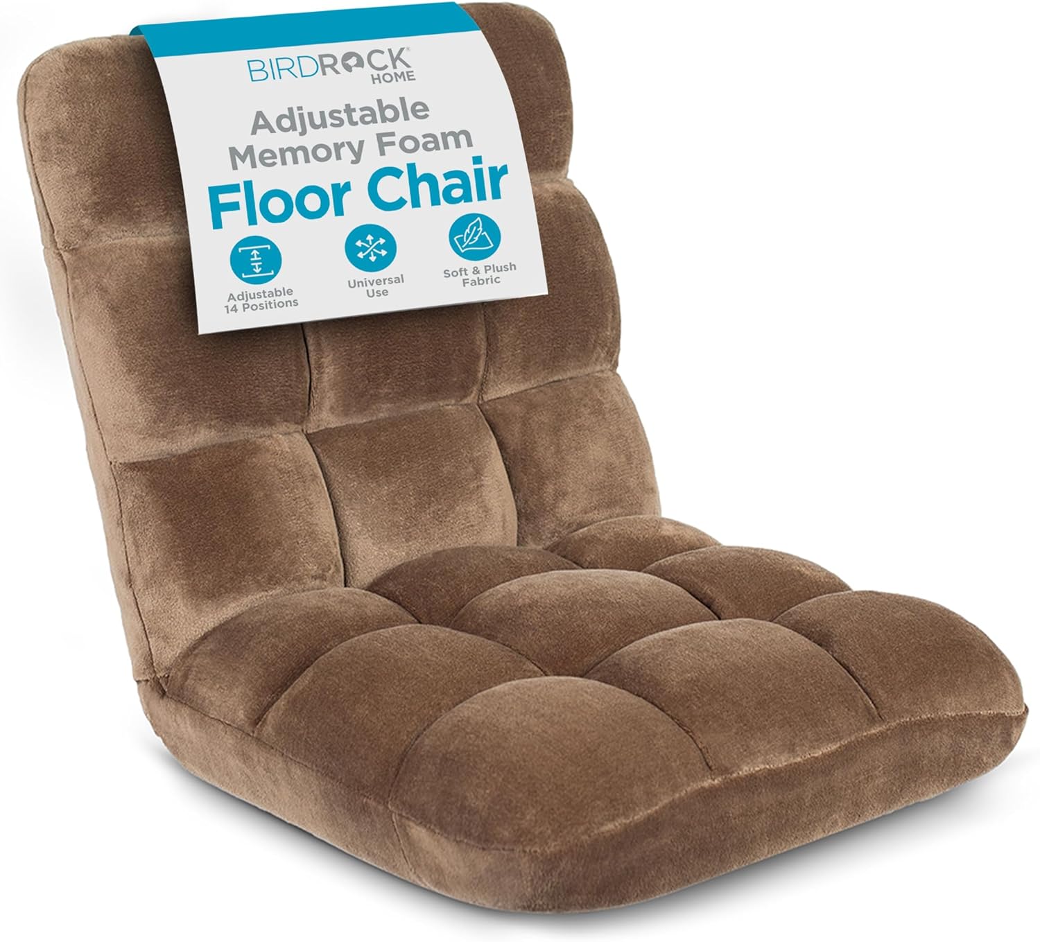 BIRDROCK HOME Adjustable Memory Foam Floor Chair - Ideal for Gaming, Reading, Me...