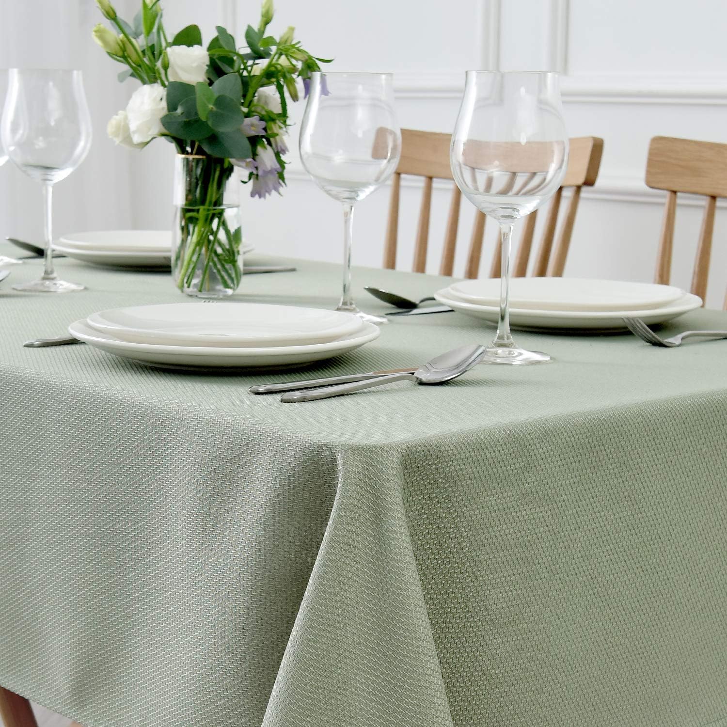 maxmill Jacquard Square Tablecloth Waterproof Spillproof Wrinkle Resistant Soft...