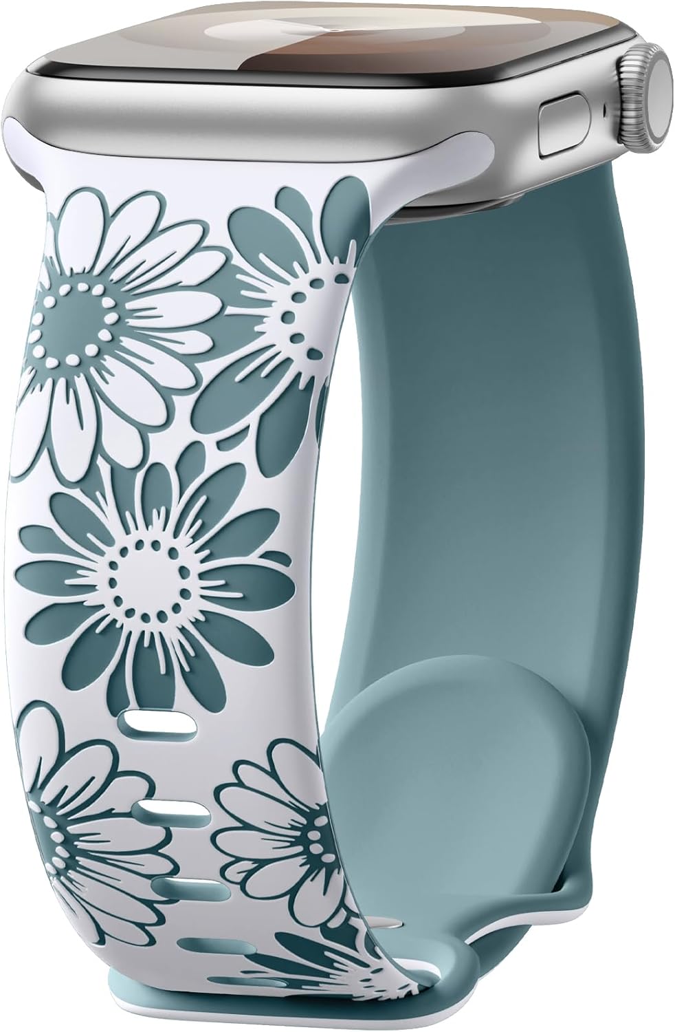 Maledan Floral Engraved Strap Compatible with Apple Watch Straps 45mm 44mm 42mm...