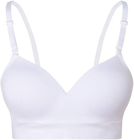 Lemef Seamless Bras for Women Wirefree Padded Bras L White