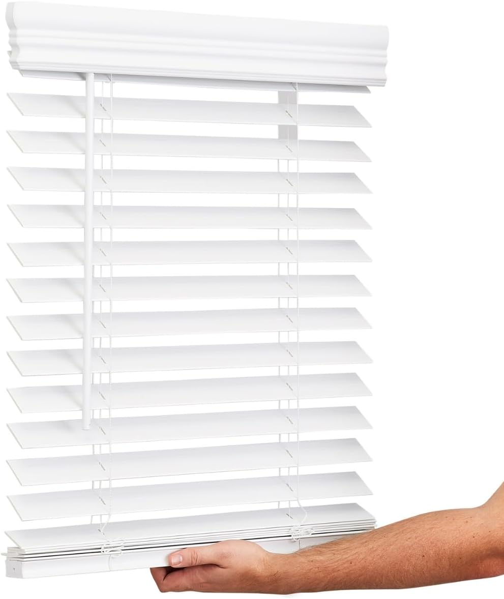 Lotus & Windoware Cordless, 2 Inch Faux Wood Blind, 26" Wide x 48" Long, Window...