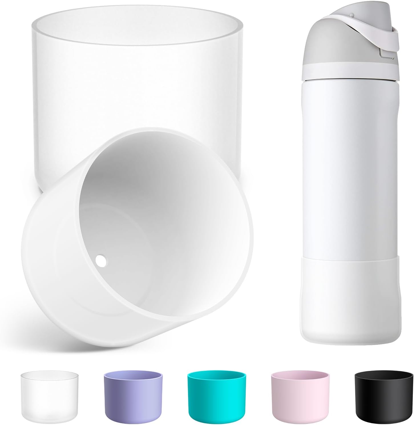 2PCS Silicone Water Bottle Boot for Owala 24oz 32oz 40oz, Anti-Slip Protective S...