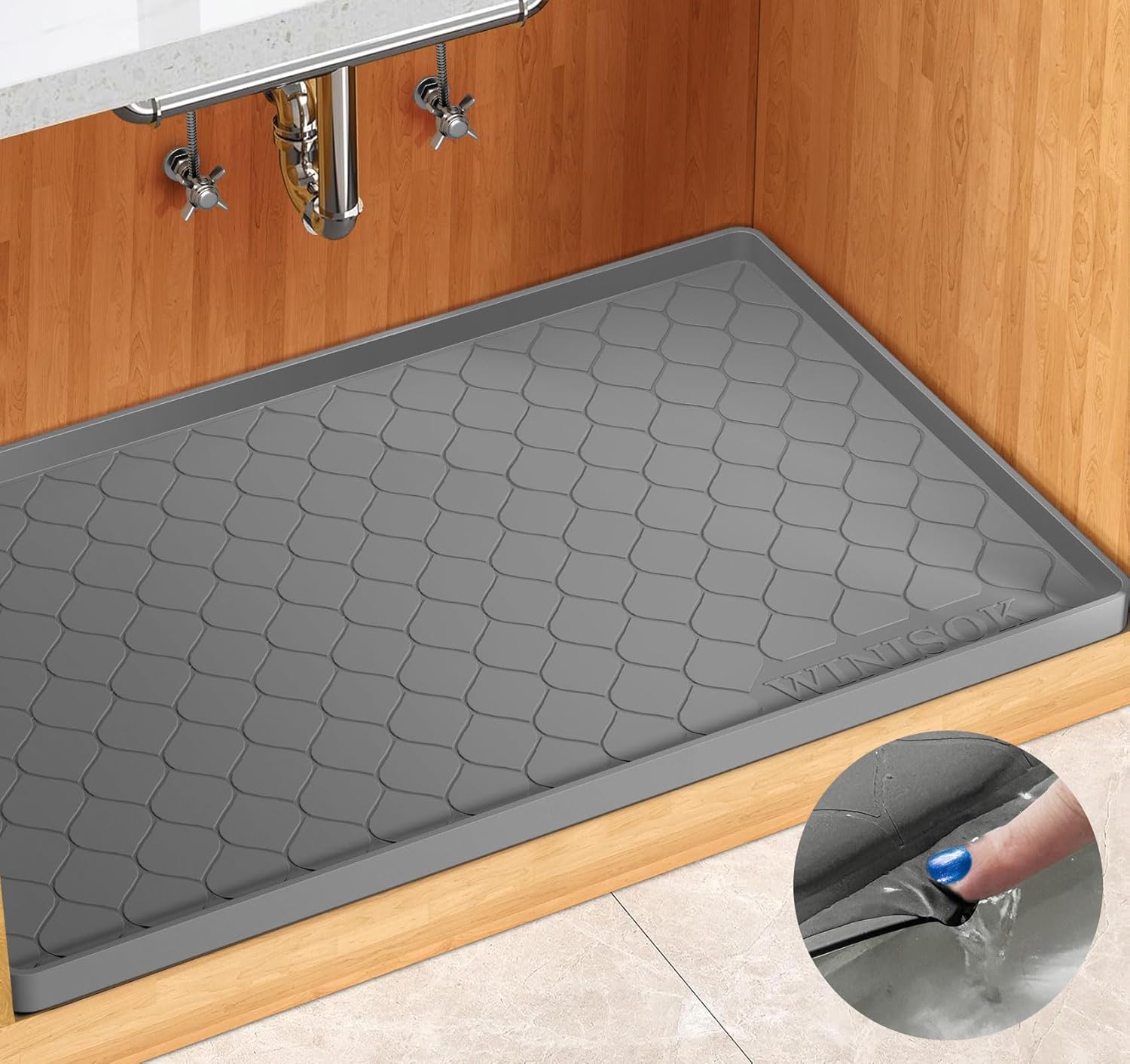 Waterproof Under Sink Mat, Special 31” x 22” Cabinet Liner, Innovative Mat for K...