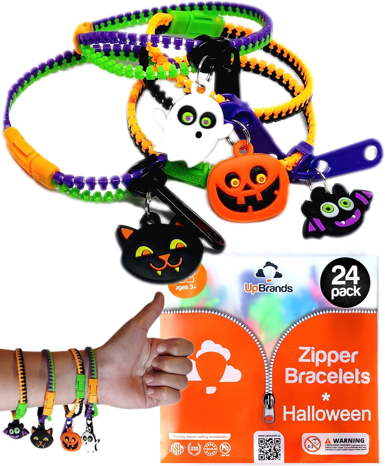 UpBrands Halloween Party Favor For Kids Zipper Bracelets Bulk Set, Kit for Birth...