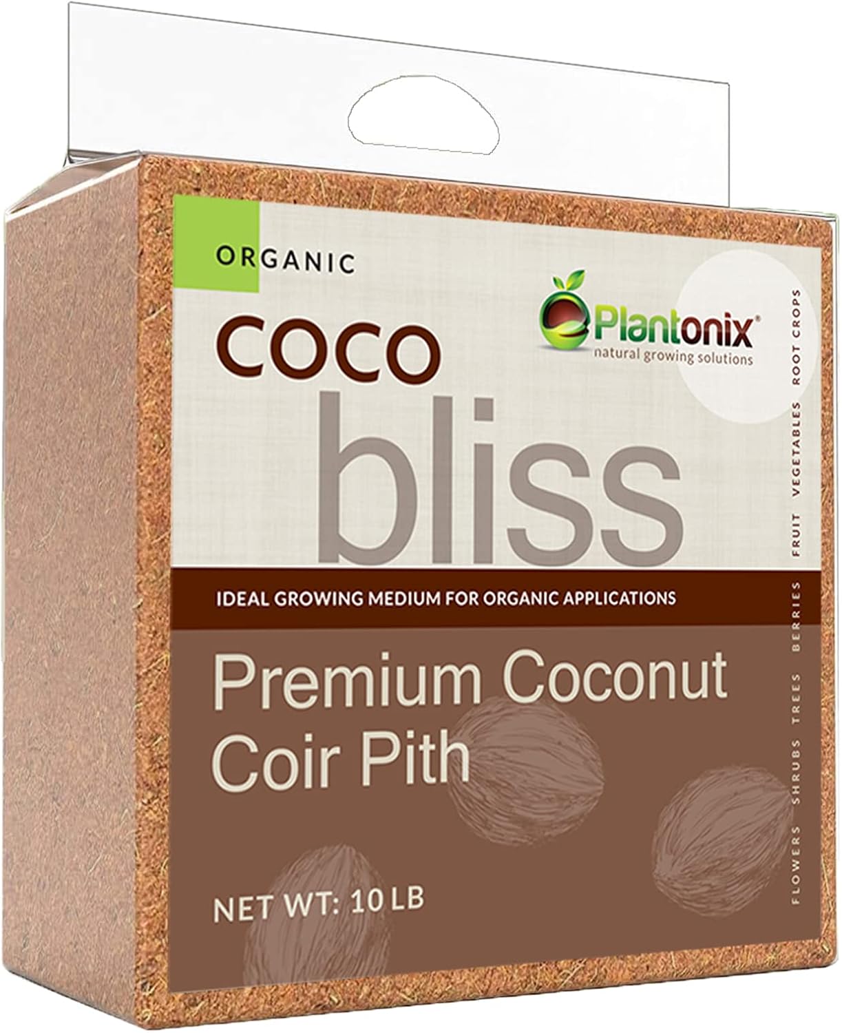Coco Bliss (10lbs) - Organic Coco Coir for Plants - OMRI-Listed Coco Coir Brick...