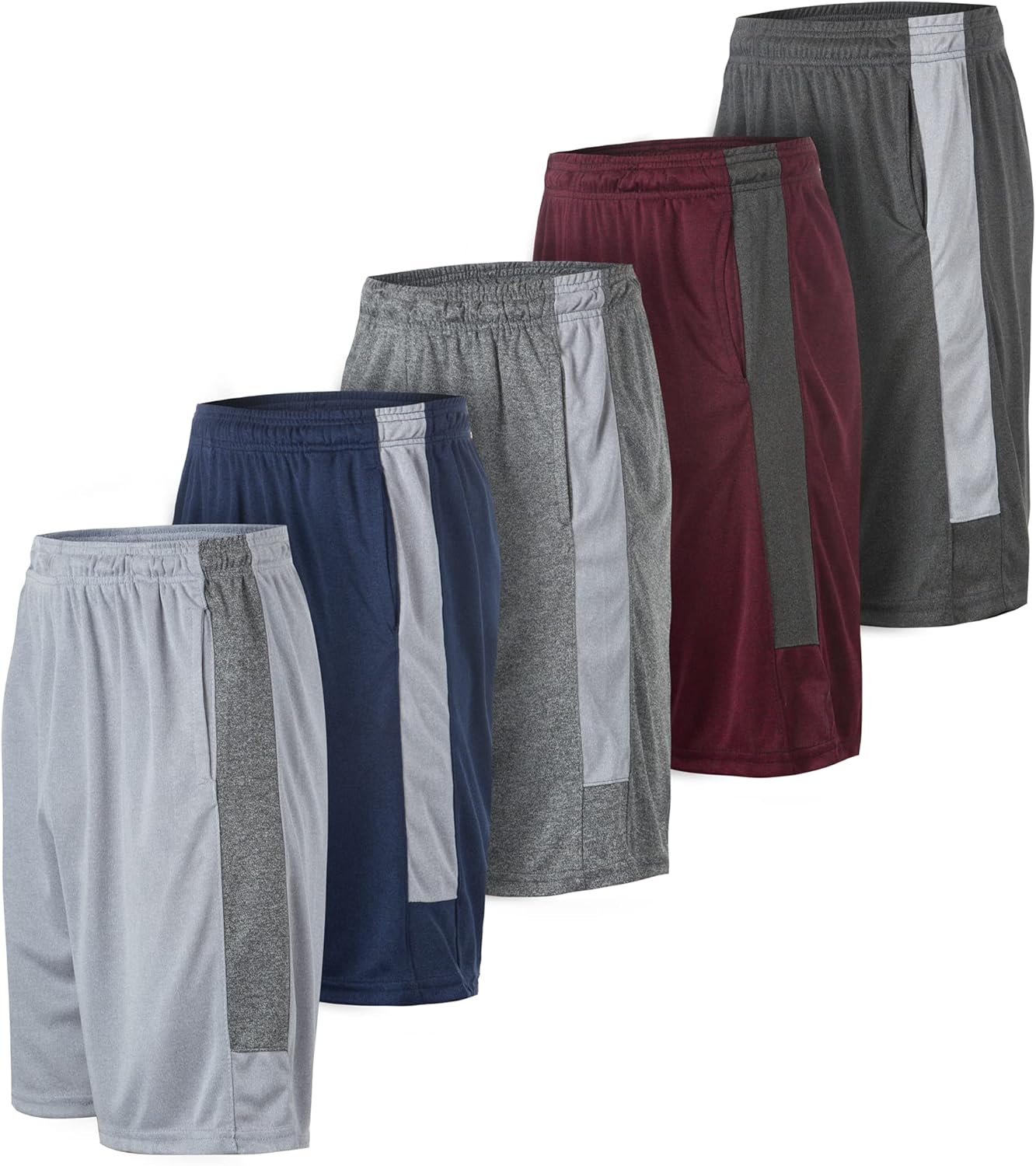 5 Pack: Men's Dry-Fit Sweat Resistant Active Athletic Performance Shorts X-Large...
