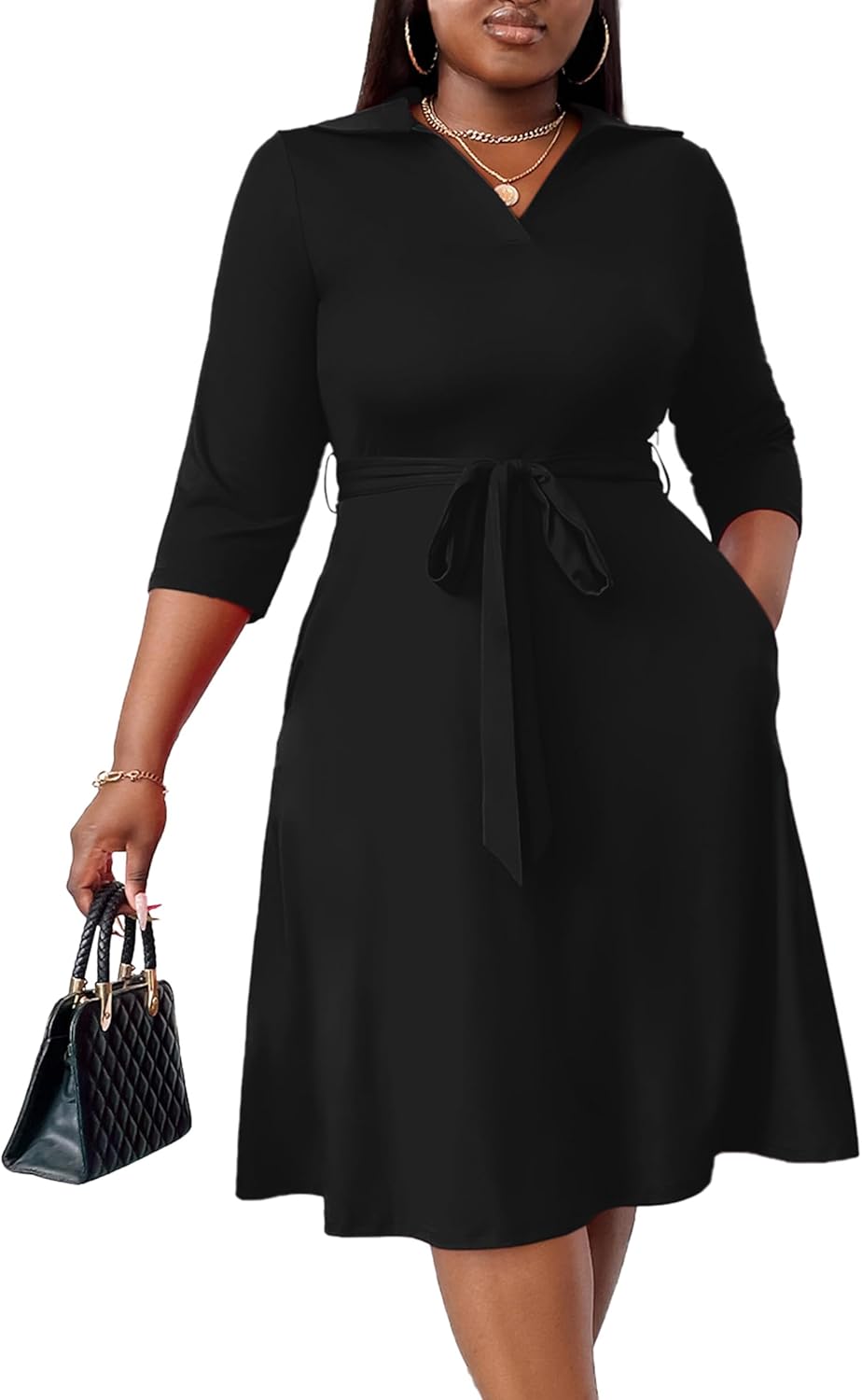 FANDEE Plus Size Midi Dress for Women - Printing Summer Dresses for Wedding Gues...