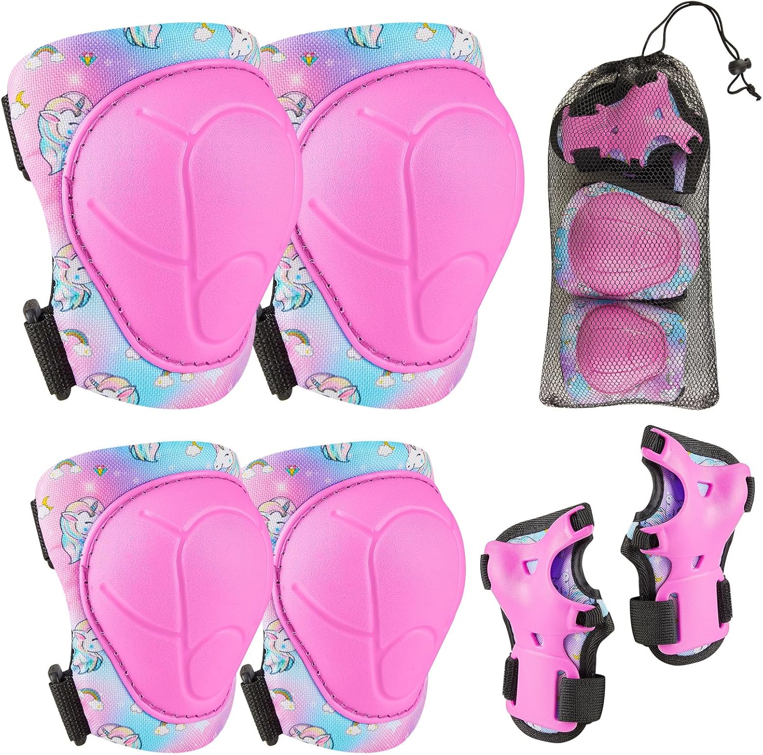 MHJY Knee Pads for Kids Elbow Pads Children Wrist Guards Unicorn Protective Gear...