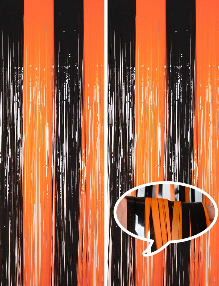 Melsan 2 Pack 3.2 ft x 8.2 ft Tinsel Foil Fringe Curtains Backdrop, Metallic Foi...