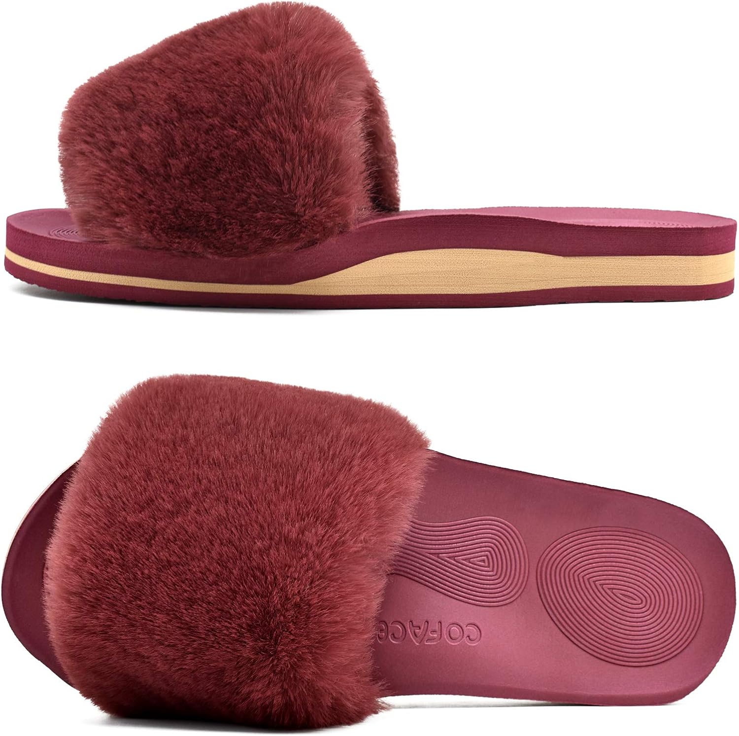 COFACE Womens Sliders, Special Plush House Slippers, High-Quality Flat Sandals f...