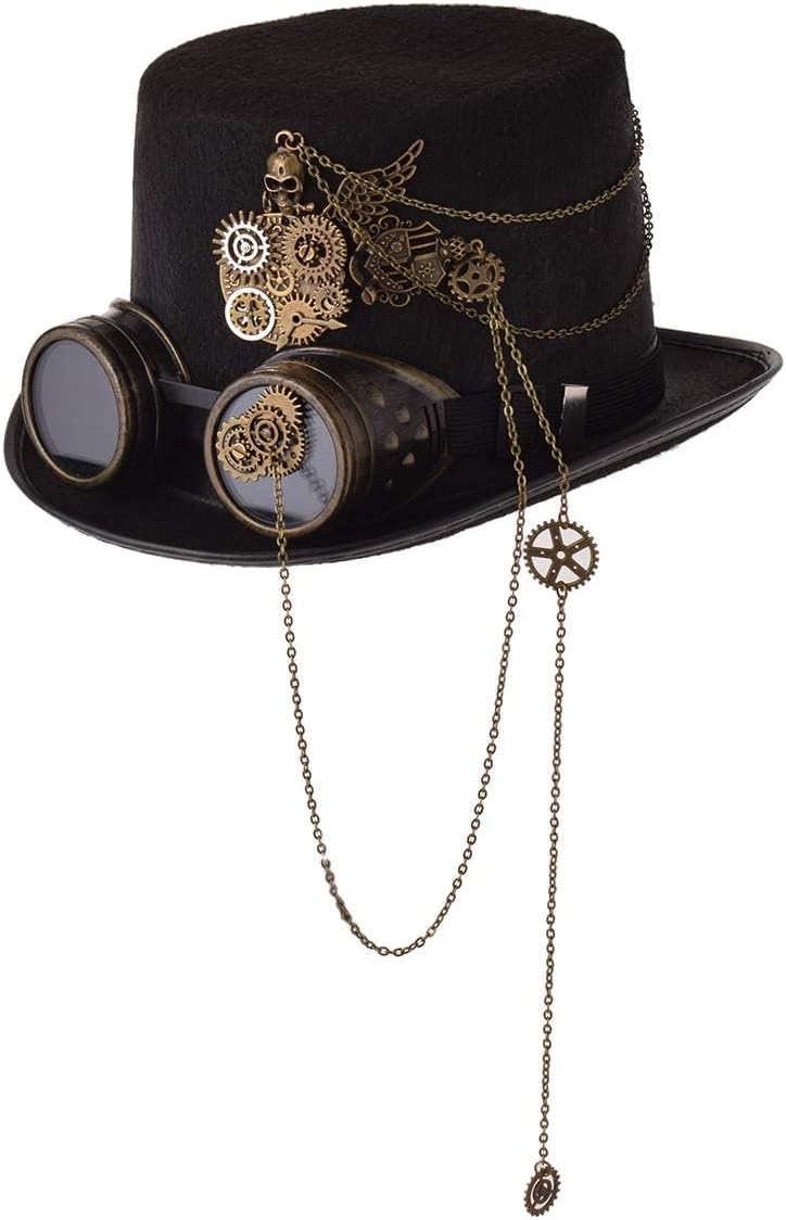 GRACEART Steampunk Top Hats, Special Unisex Steampunk Top Hats with Goggles, Uni...