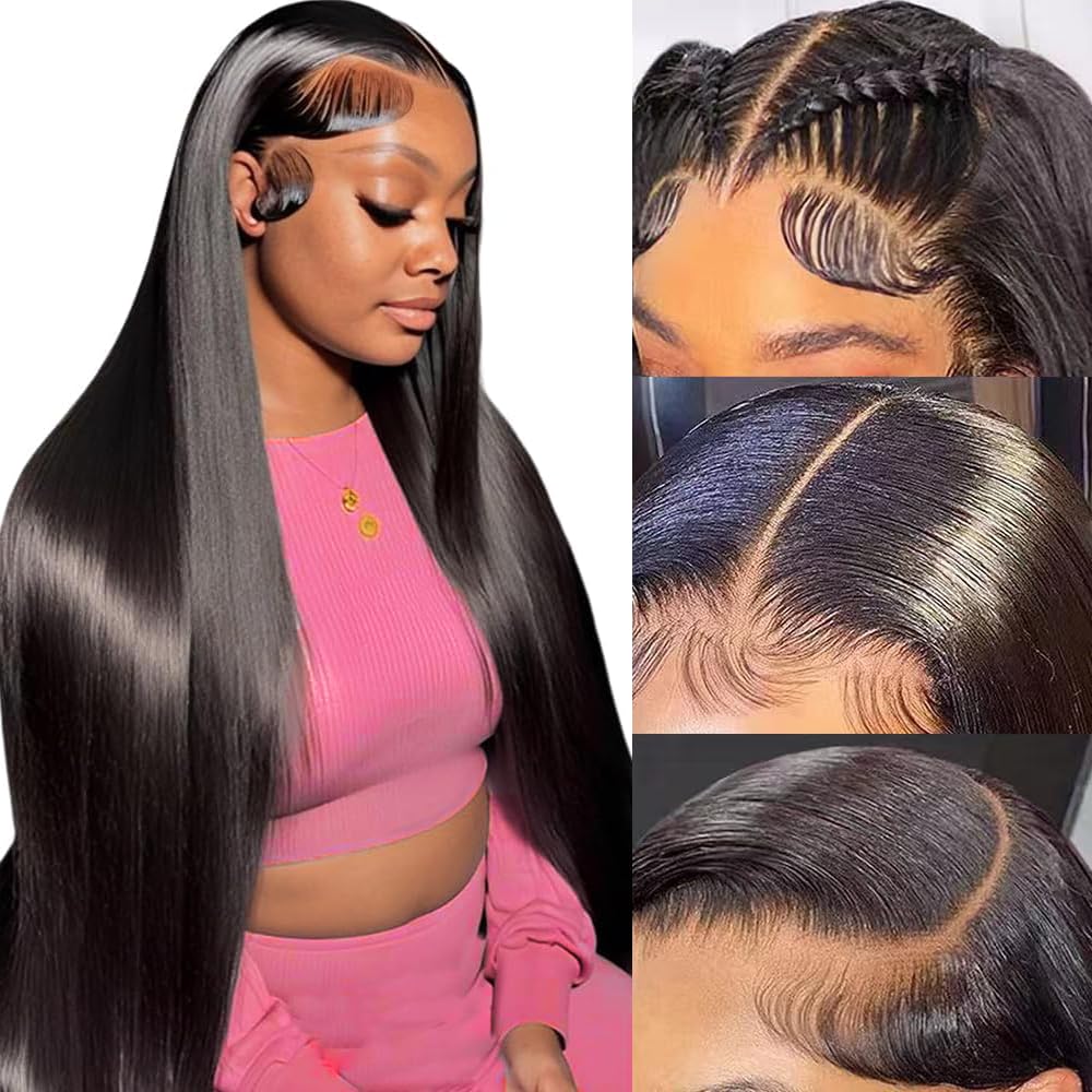 30 Inch 13x6 Lace Front Wigs Human Hair 200 Density Straight HD Lace Front Wigs...