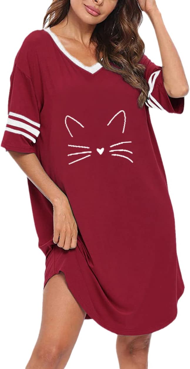 KAMONG Sleep Shirts, Unique Cotton Novelty Night Shirts for Women, Special Night...