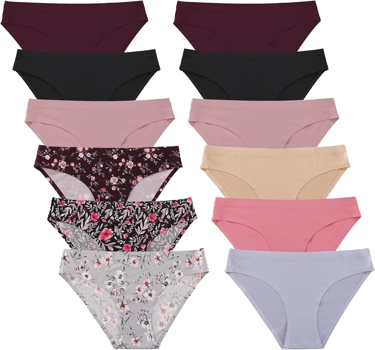 FINETOO 12Pack Womens Seamless Underwear No Show Cheeky Panties Invisibles Brief...