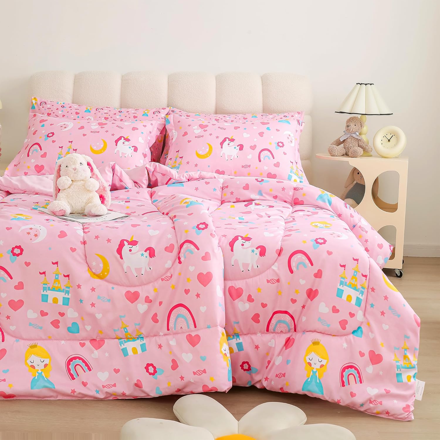 Viviland Girls Twin Comforter with Sheet Set - Kids Brushed Microfiber Twin Bedd...