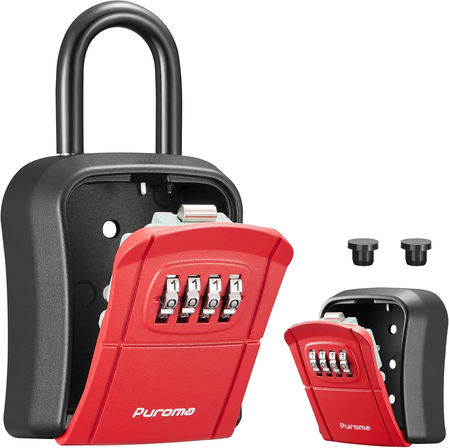 Puroma Key Lock Box, Portable Combination Lockbox Wall-Mounted Key Storage Box f...