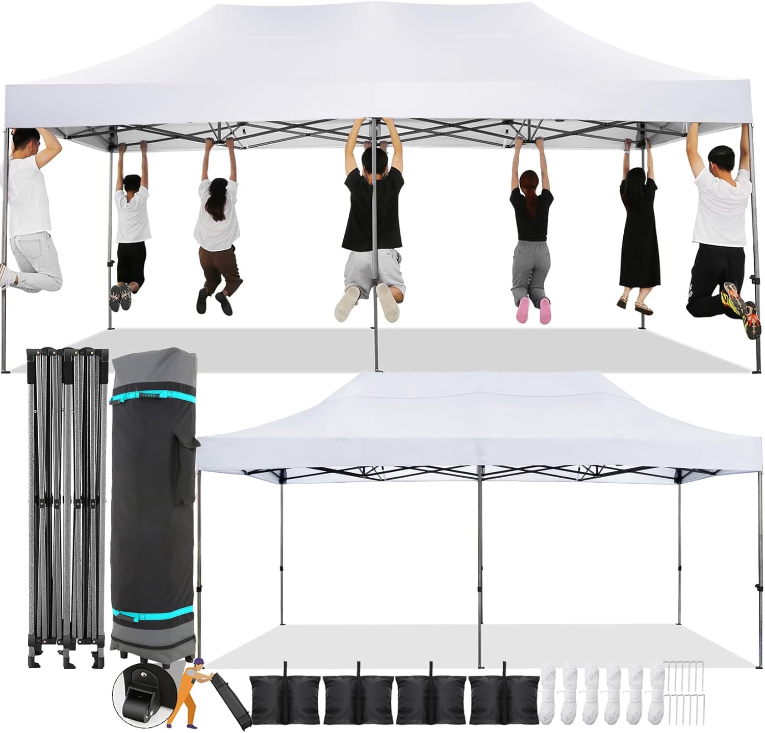 COBIZI 10x20 Pop Up Canopy Without Sidewall,Heavy Duty Canopy UPF 50+ All Season...