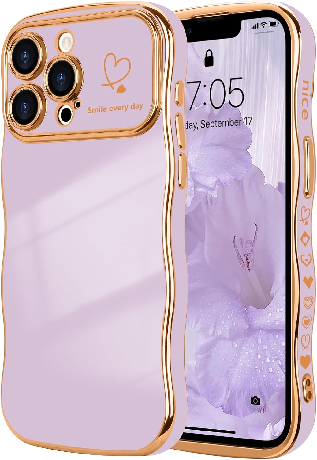 LCHULLE for iPhone 13 Pro Max Case for Women Girl,Cute Curly Wave Frame Shape Lo...