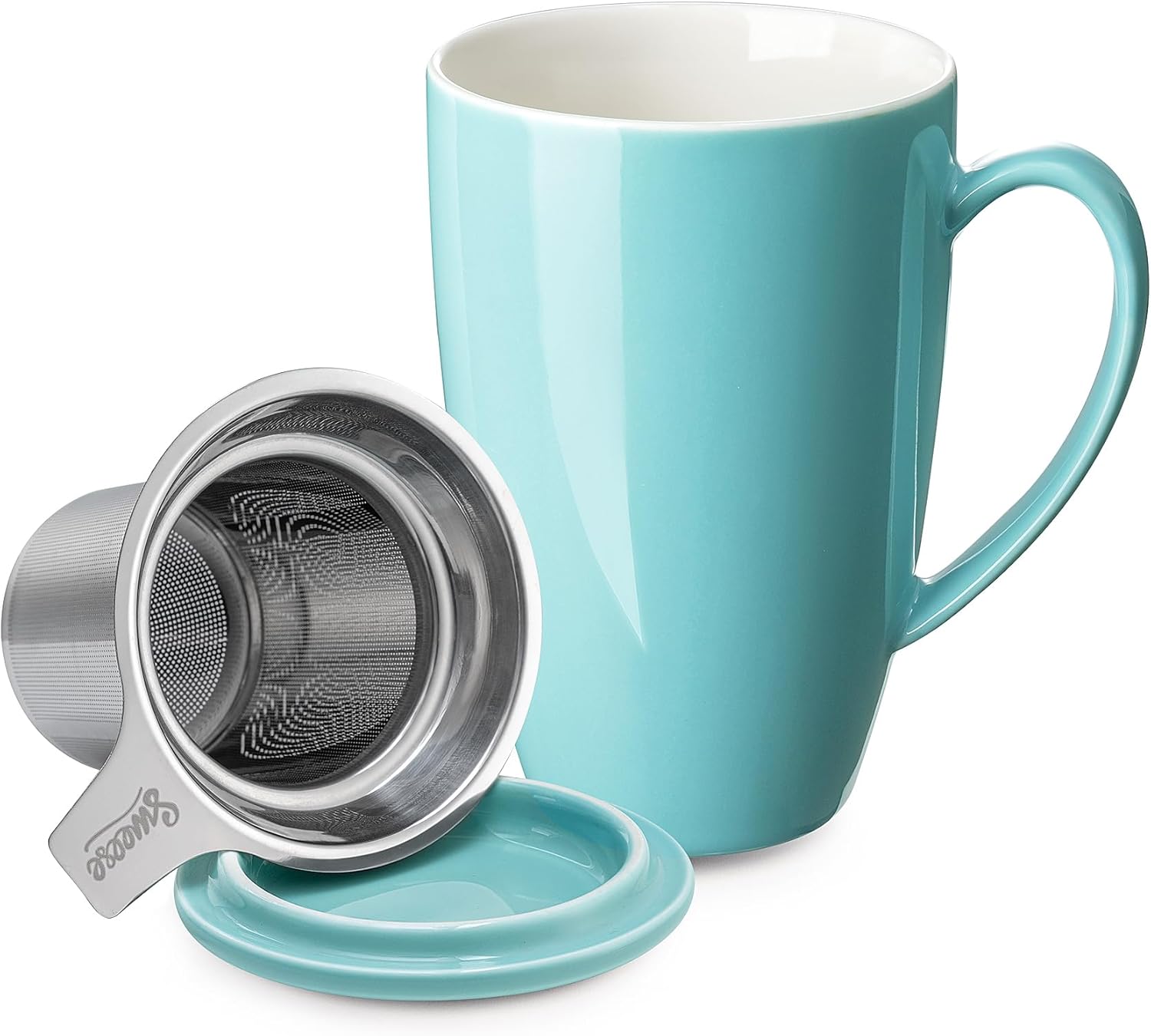 Sweese Tea Cup with Infuser and Lid, Microwave Safe Tea Mug with Handle - 15oz C...