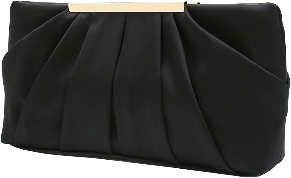 CHARMING TAILOR Clutch Evening Bag Elegant Pleated Satin Formal Handbag Simple C...