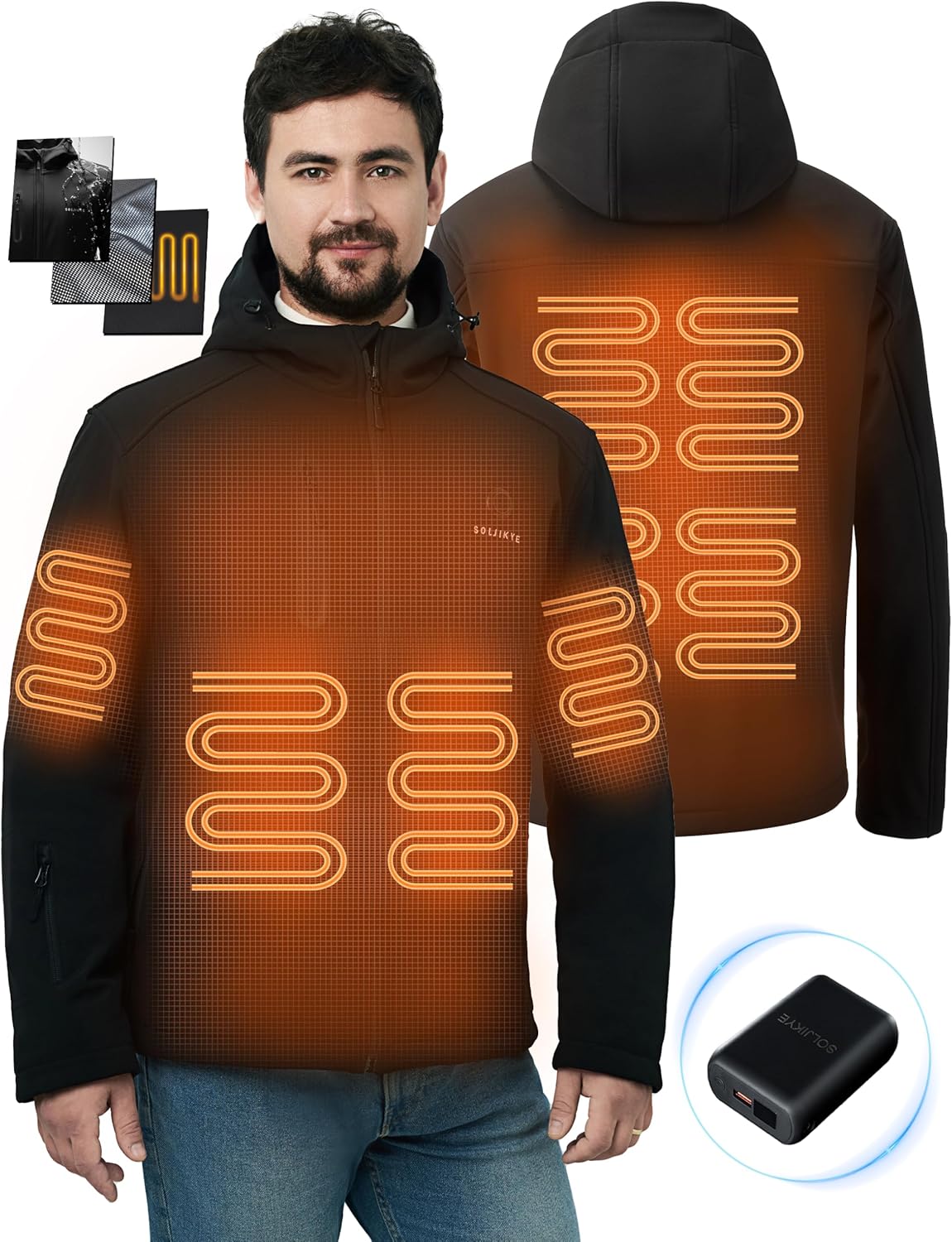 Heated Jacket for Men with 12V/20000mAh Battery Pack, Men's Winter Jackets Soft...