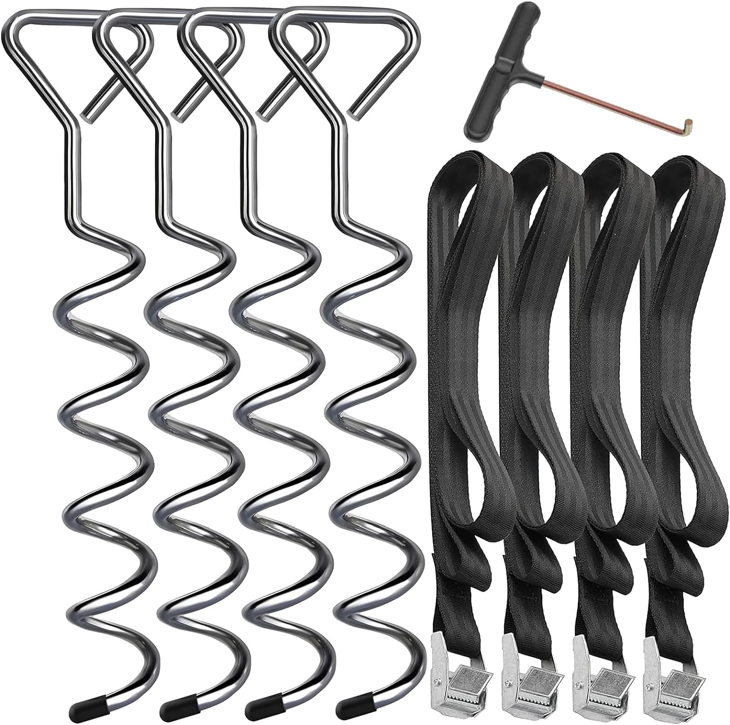 Hodzeed 4Set Heavy Duty Trampoline Anchor Ground Pegs Tie Down Kit - Tied Pet Do...