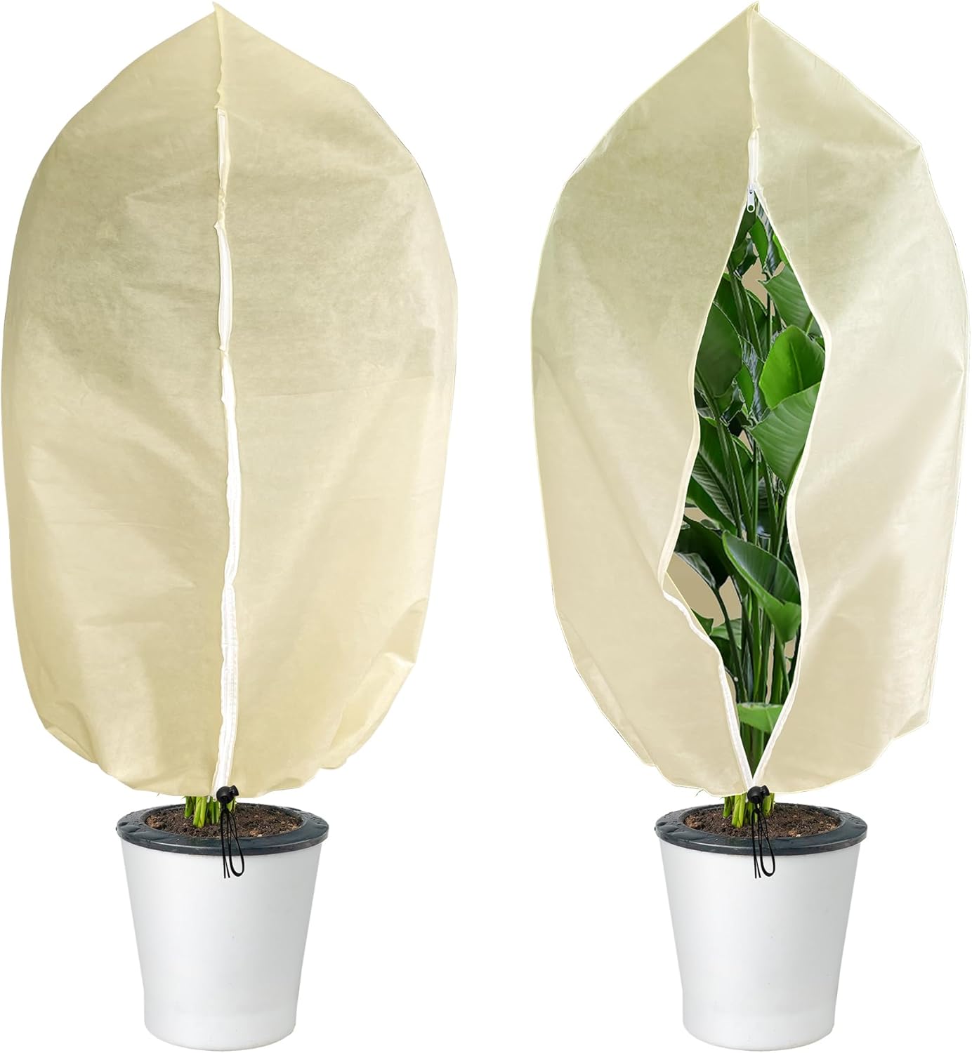 2Packs Winter Plant Frost Protection Covers, 100x80CM Garden Fleece Frost Protec...