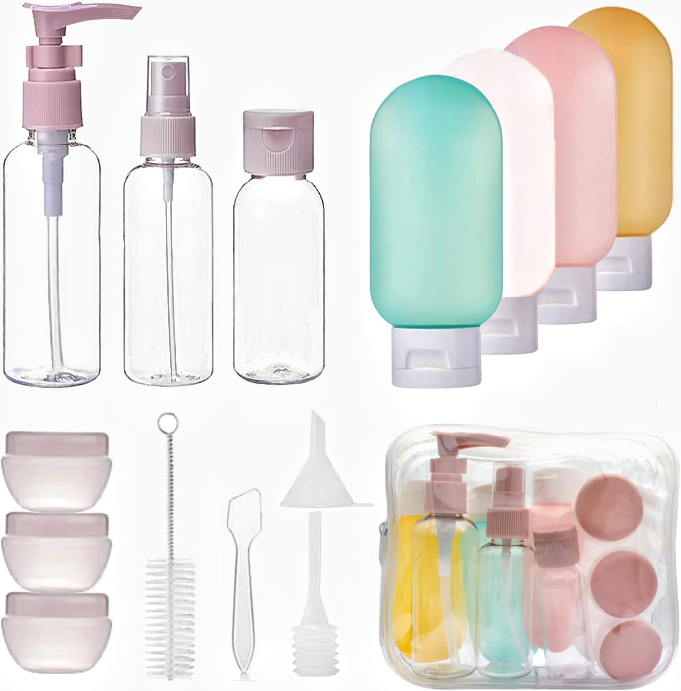 ojussa 14Pcs Travel Bottle Set for Toiletries Leak Proof Travel Bottles Travel C...