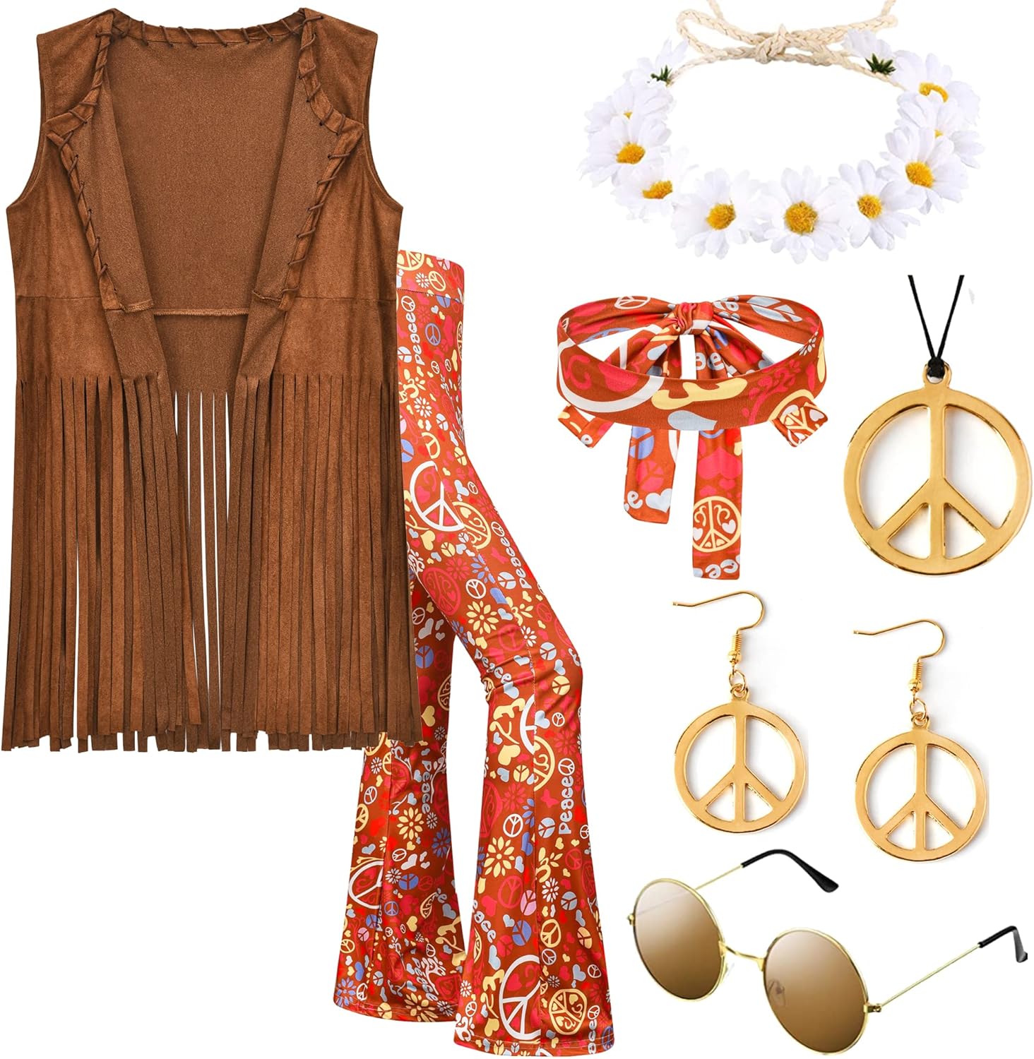 ZeroShop Hippie Costume Women, Special 70s Outfits Hippy Clothes Accessories, Un...