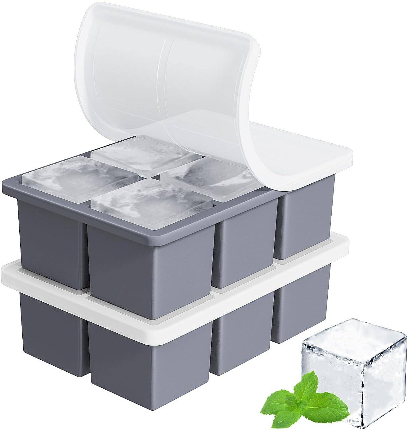 Large Ice Cube Tray for Whiskey: Big Square Ice Cube Maker for Cocktail - 2Pack...