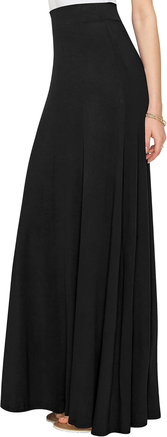 Lock and Love Women's Styleish Print/Solid High Waist Flare Long Maxi Skirt X-Sm...
