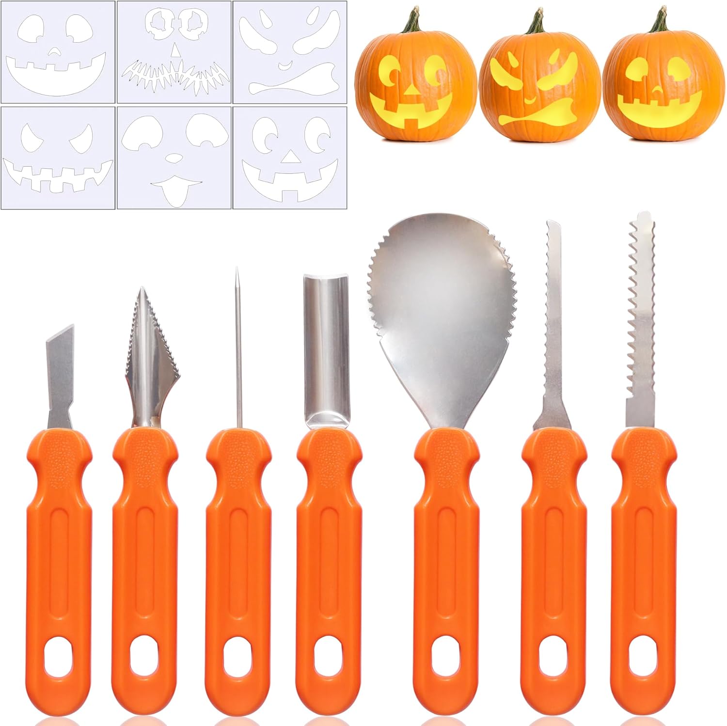 UDIKEFO Halloween Pumpkin Carving Kit, Pumpkin Carving Tools Stainless Steel 7 P...