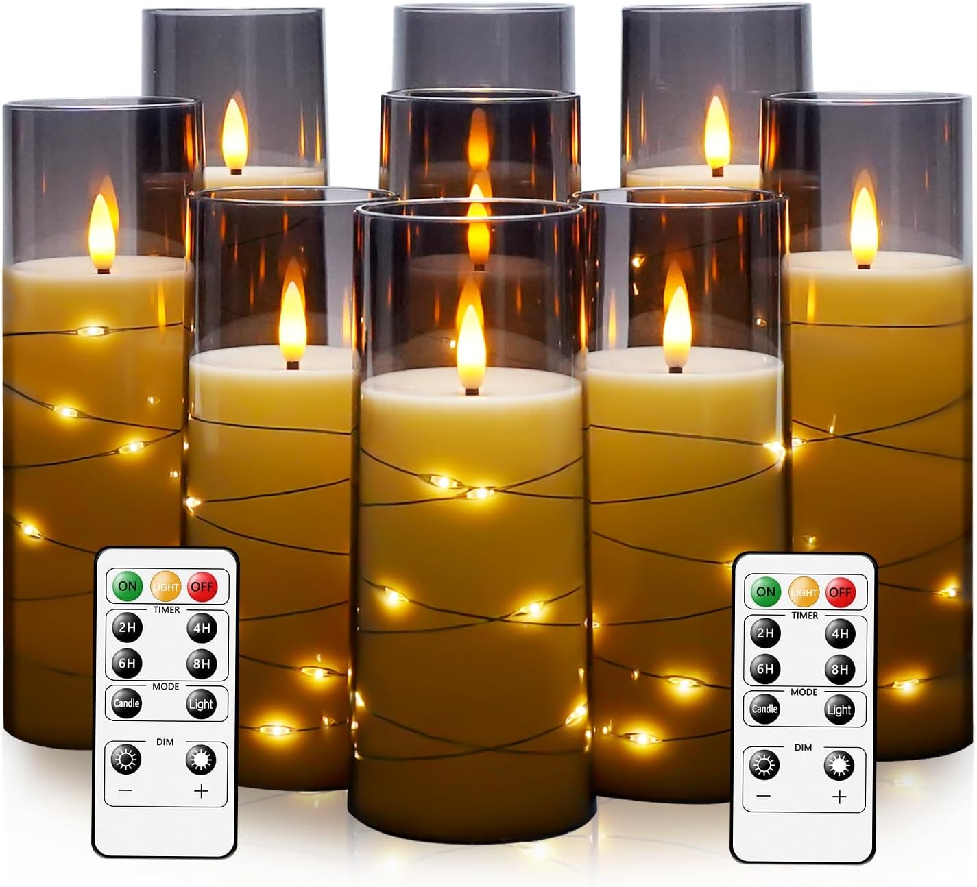Flameless LED Candles with Timer 9 Pc Flickering Flameless Candles for Romantic...